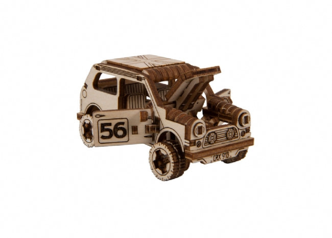 Wooden toy rally car with "56" on the front for Wooden City 502382