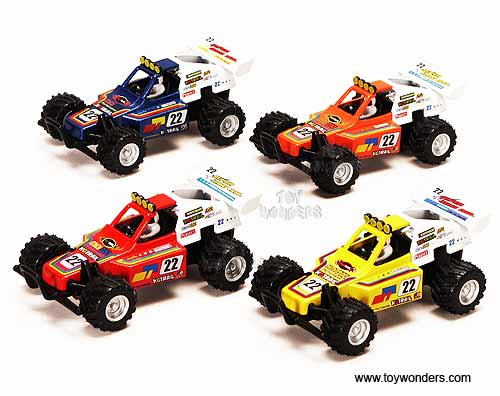 Assortment of colorful toy race cars and buggies on white background for Kinsmart 5106D, white background view, product view 4