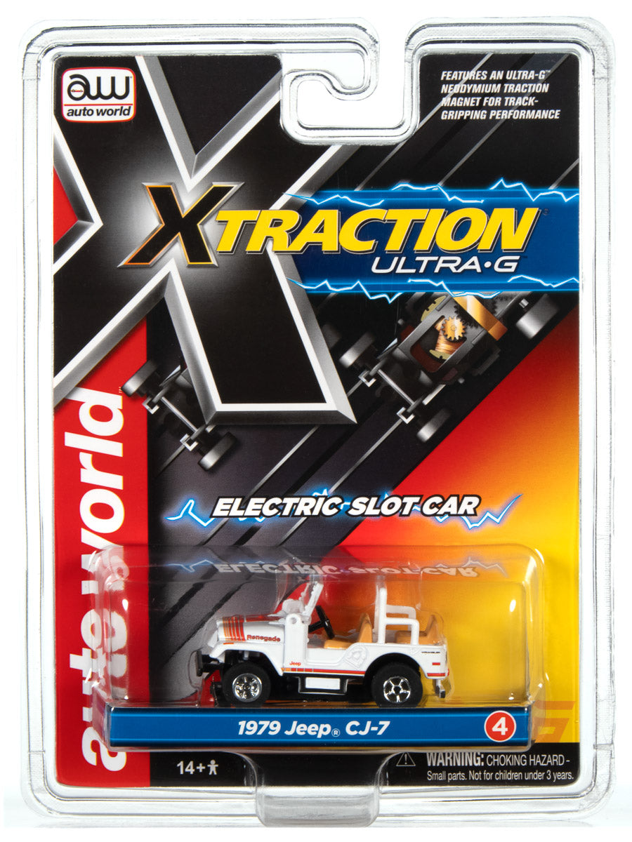 Remote-controlled 1979 Jeep CJ-7 electric slot car toy for Auto World SC368