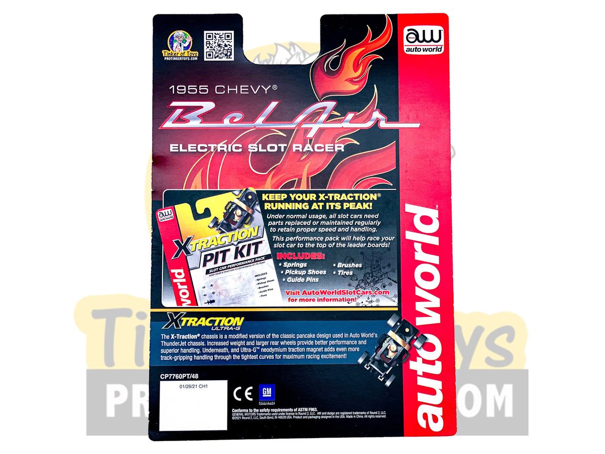 1955 Chevy Bel Air electric slot racer kit with yellow flame graphic for Exclusive #2 CP7760PT