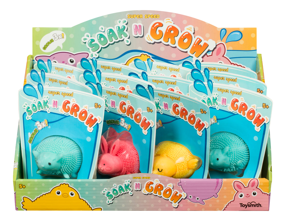 Colorful bath toys featuring farm animals for soaking and growing play for Toy Smith 5777