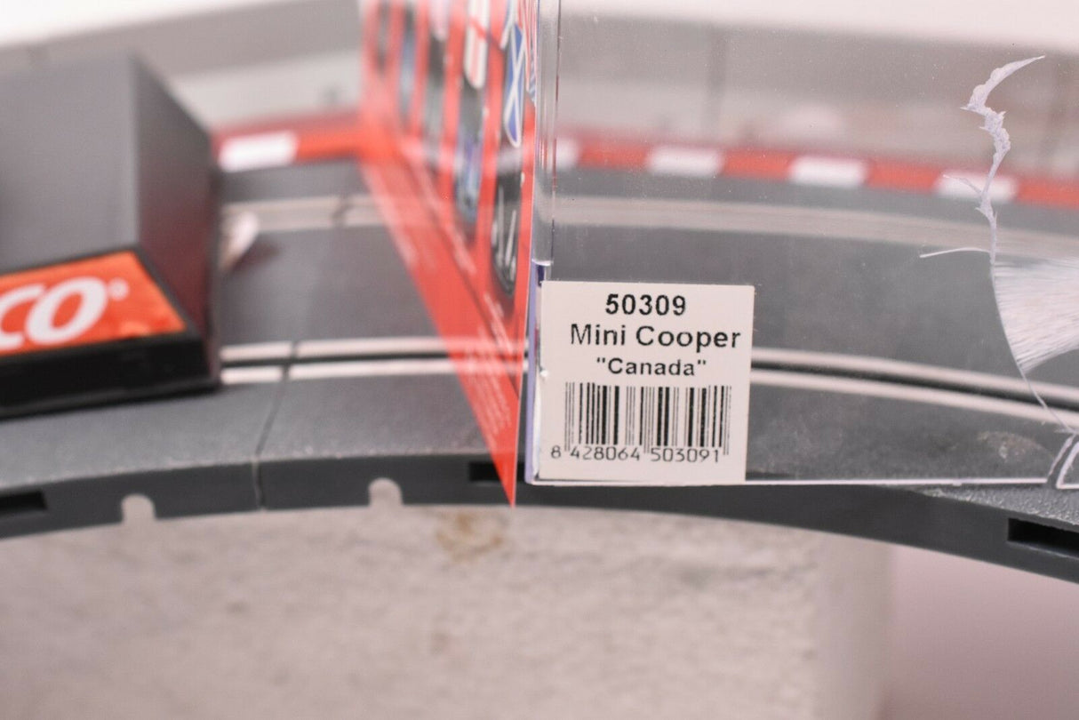 Slot car packaging showing 50309 Mini Cooper "Canada" model for REH Ninco