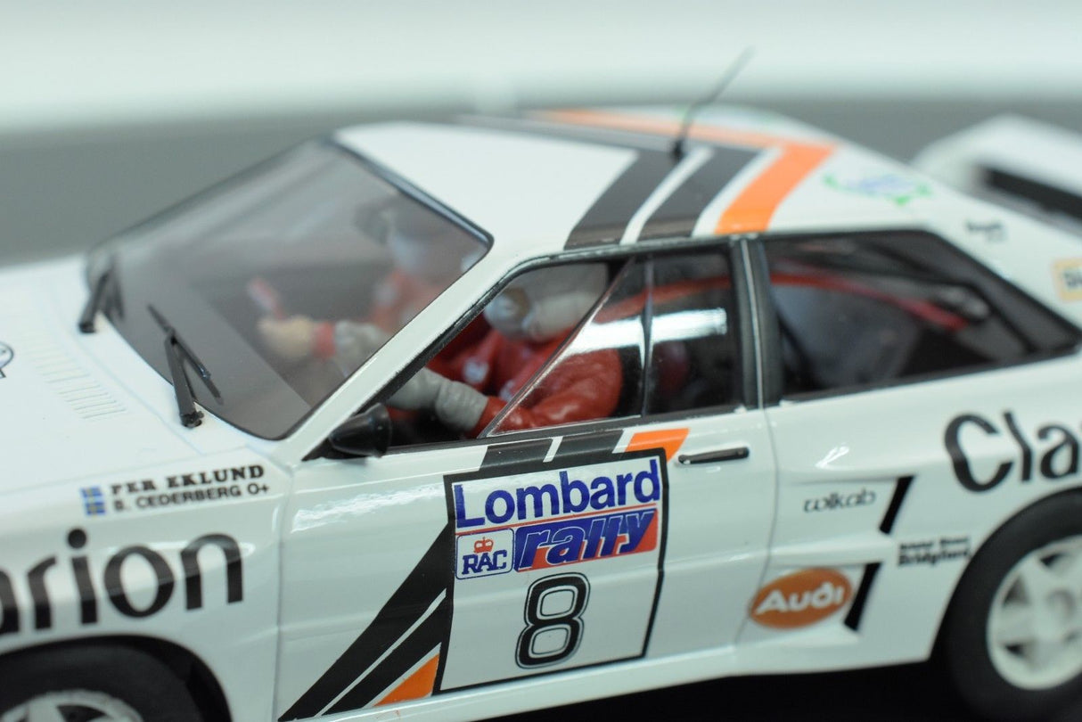 White rally car model with "Lombard RAC Rally 8" visible on the side for Fly Car 88285