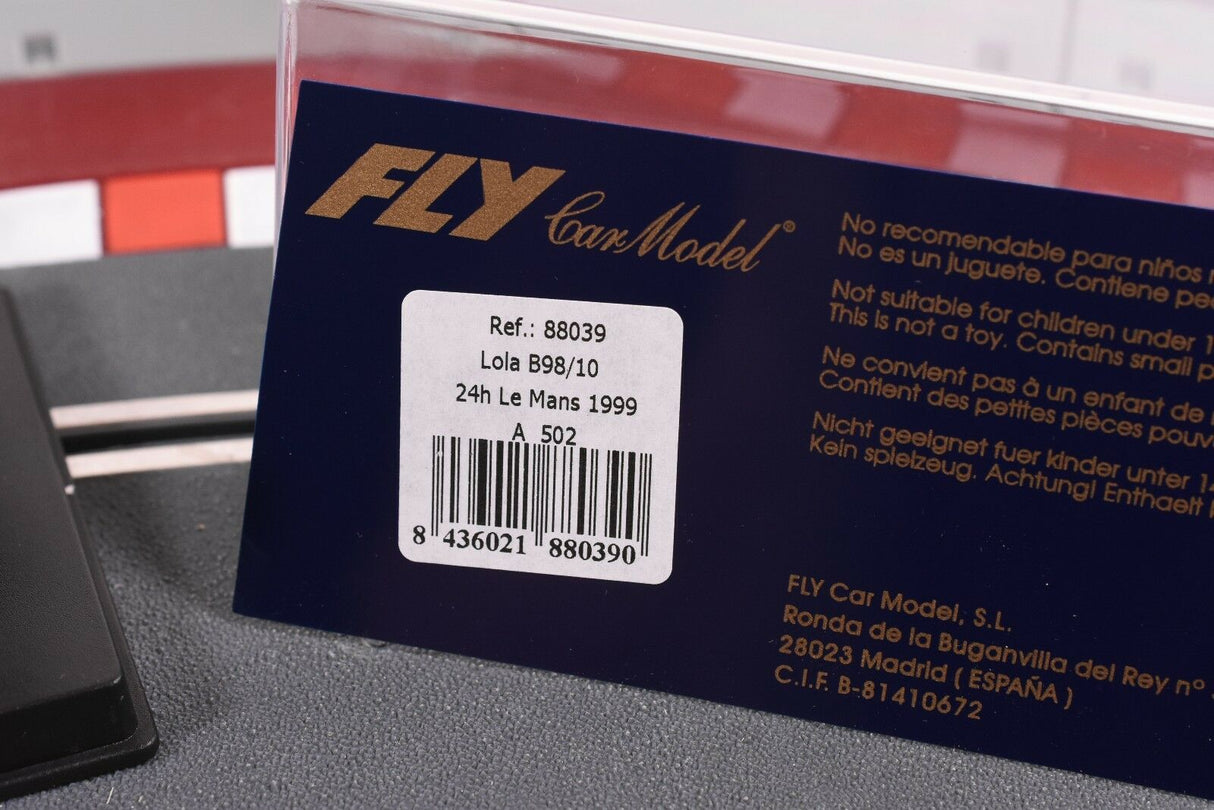 Fly Car Model display card for Lola B98/10 24h Le Mans 1999 model for 88039