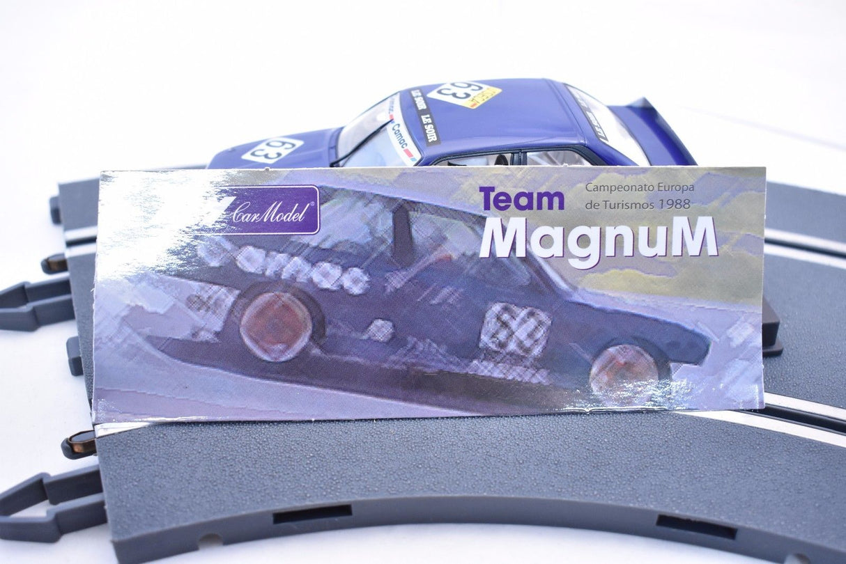 Slot car card featuring a BMW M3 E30 from the 1988 European Championship for FLY CAR 96092