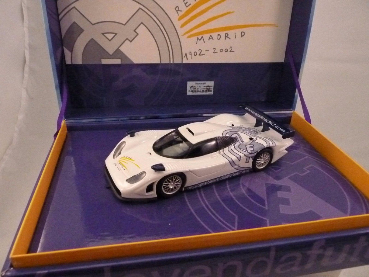 White Porsche 911 GT1-98 model car in open display box for Fly Car RM01