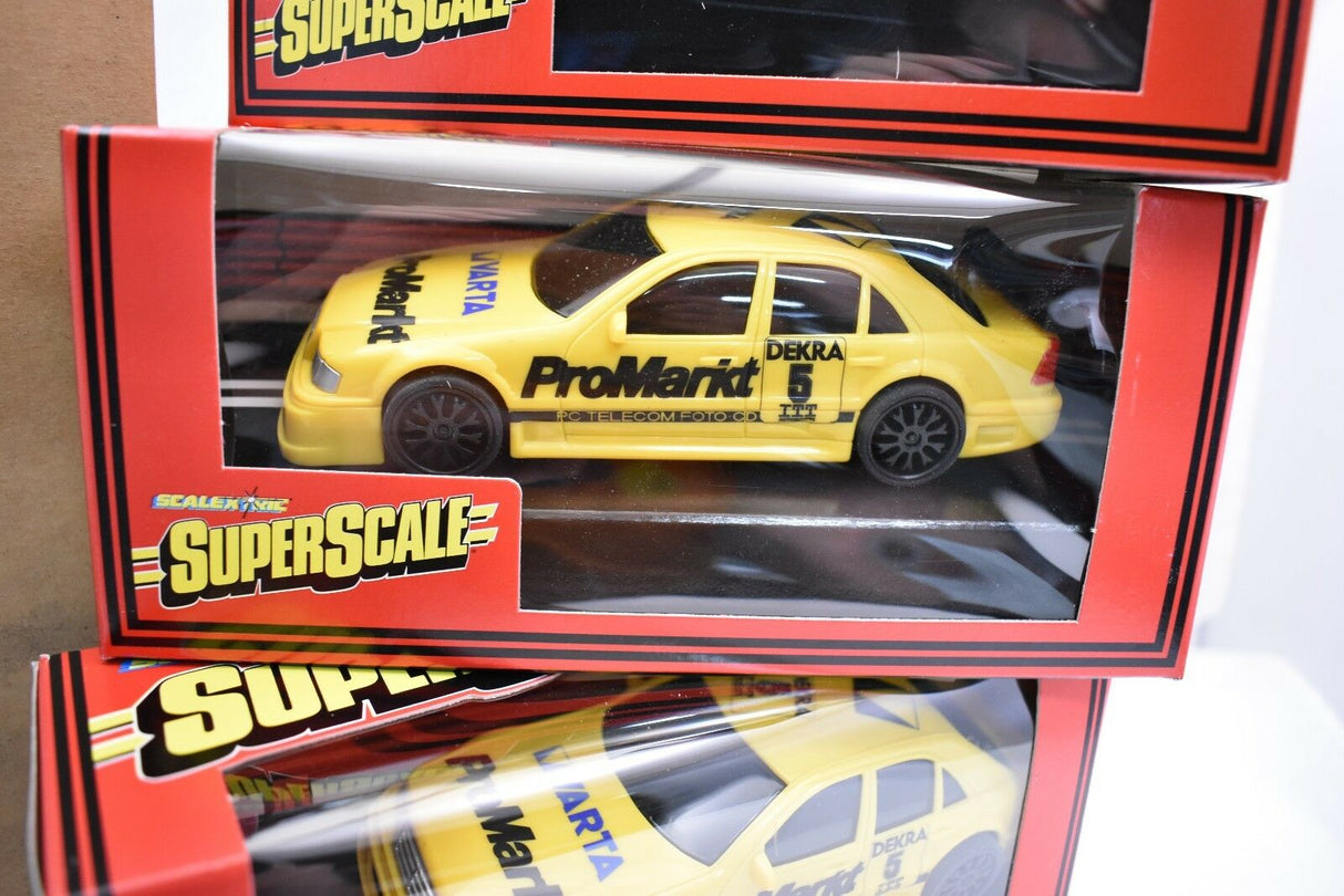 Yellow Mercedes AMG C-Class slot car in blister packaging for Superscale Scalextric 699