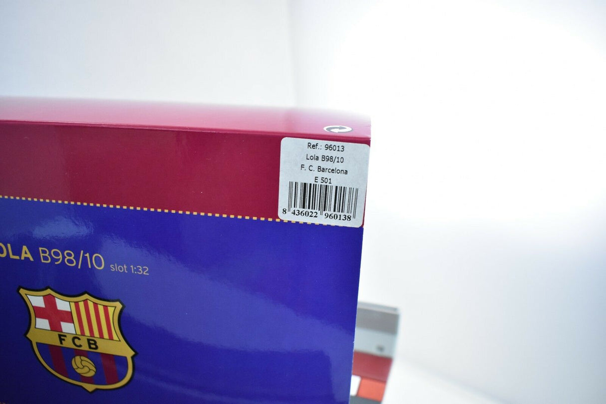 Card packaging for Lola B98/10 F. C. Barcelona collectible for Fly Car 96013