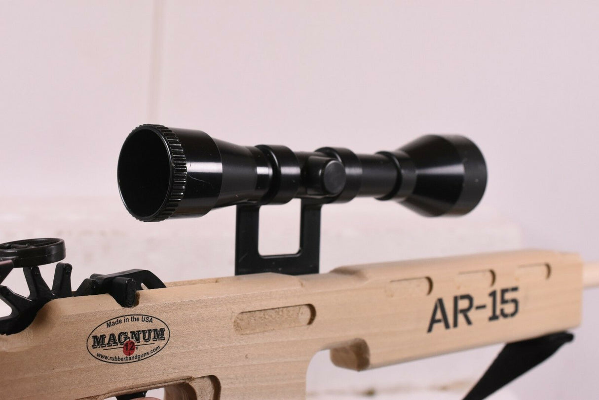 Airsoft rifle with scope and sling attached for Magnum Rubber Band Guns GL2AR15SS