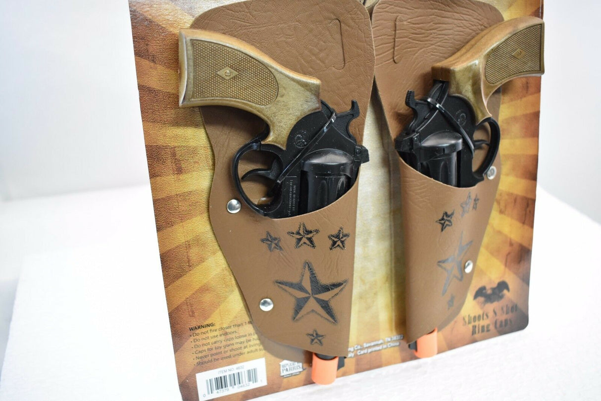Brown toy holster set for two double revolvers for Parris Toys 4632C