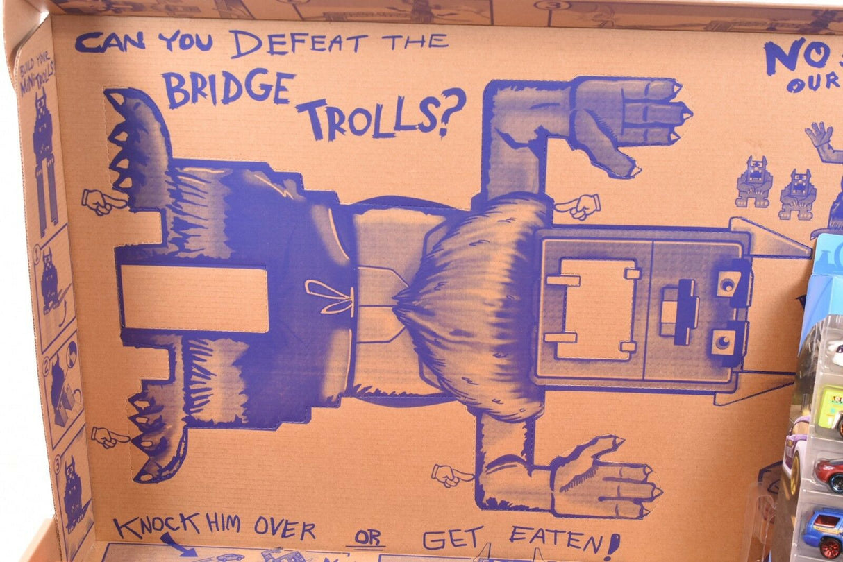 Cartoon troll character on a box, suggesting a challenge or game for Mattel DWW97