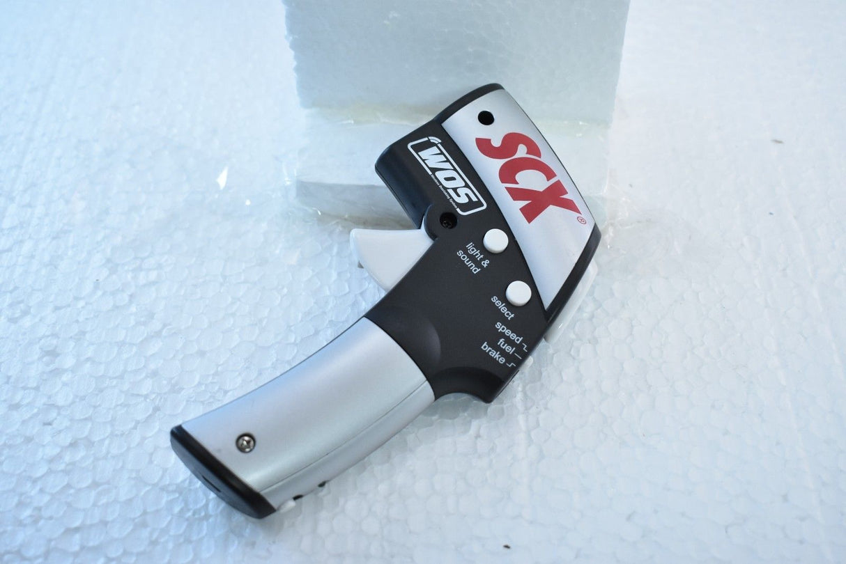 Hand throttle with controls, featuring WOS and SCX branding for SCX WOS W101206X3U0