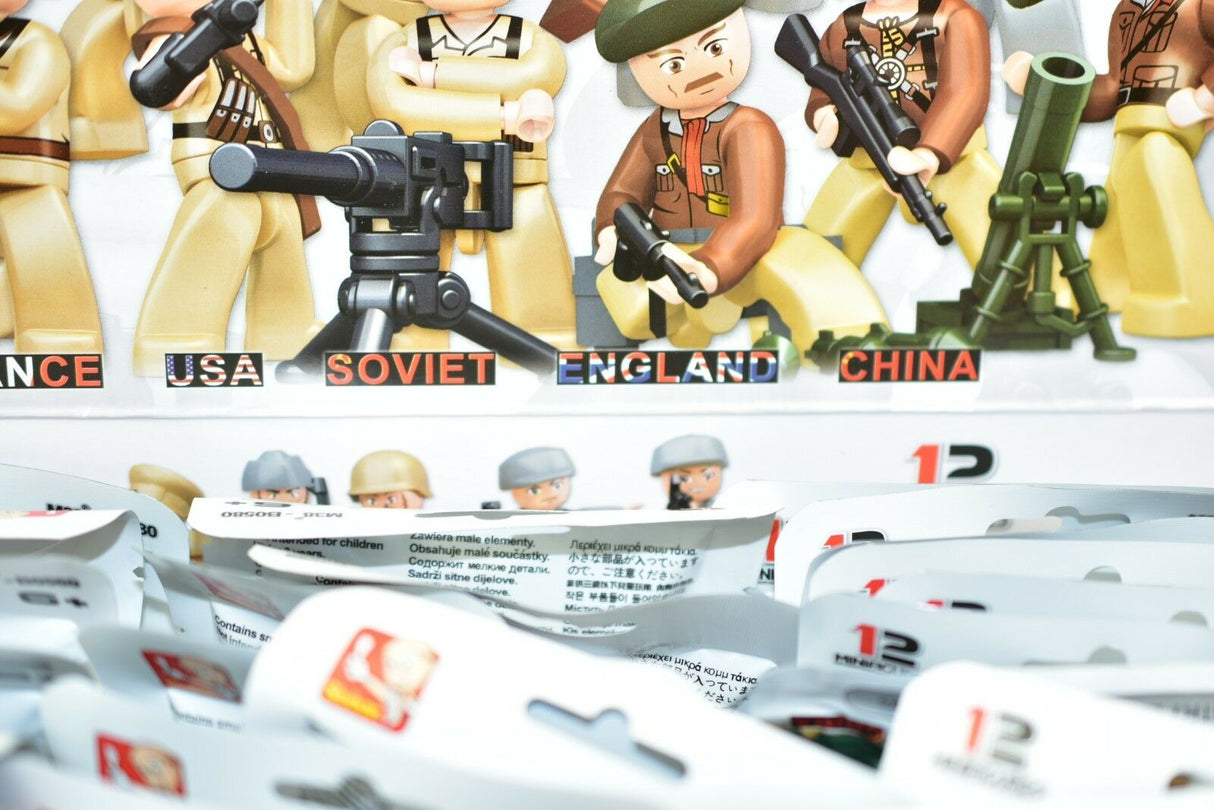 WWII minifigures representing various nations and soldiers for Sluban M38-B0580