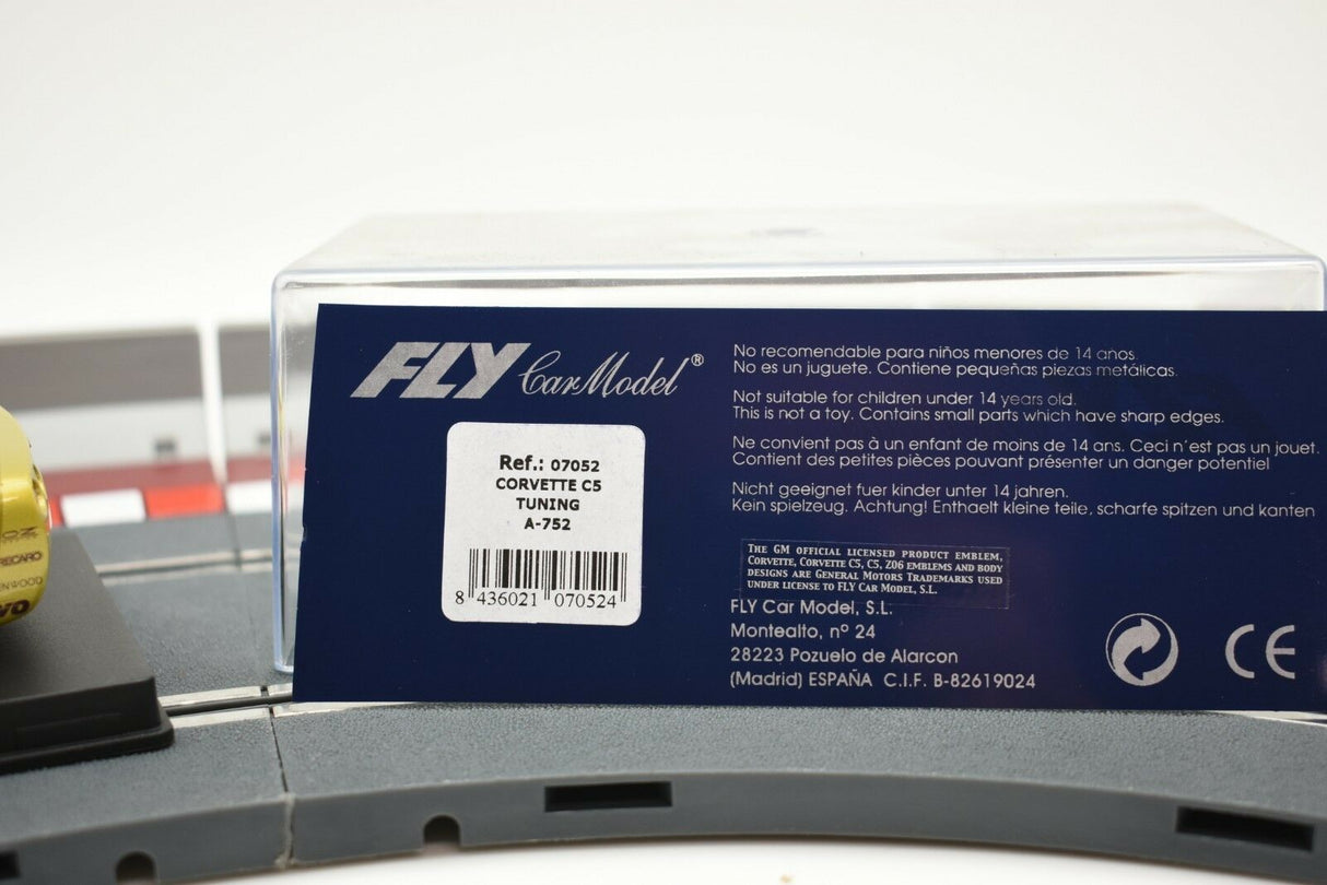 Model kit box for Corvette C5 tuning car, showing product details for Fly Car 07052