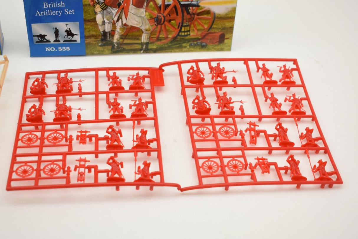 Red plastic figure set for Revolutionary War British Artillery figures for IMEX 554 - 555