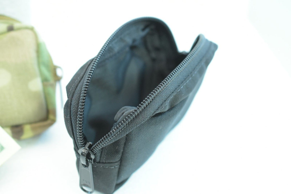Open black zippered wallet with visible zipper teeth for While The Cigars Lit WTCL001