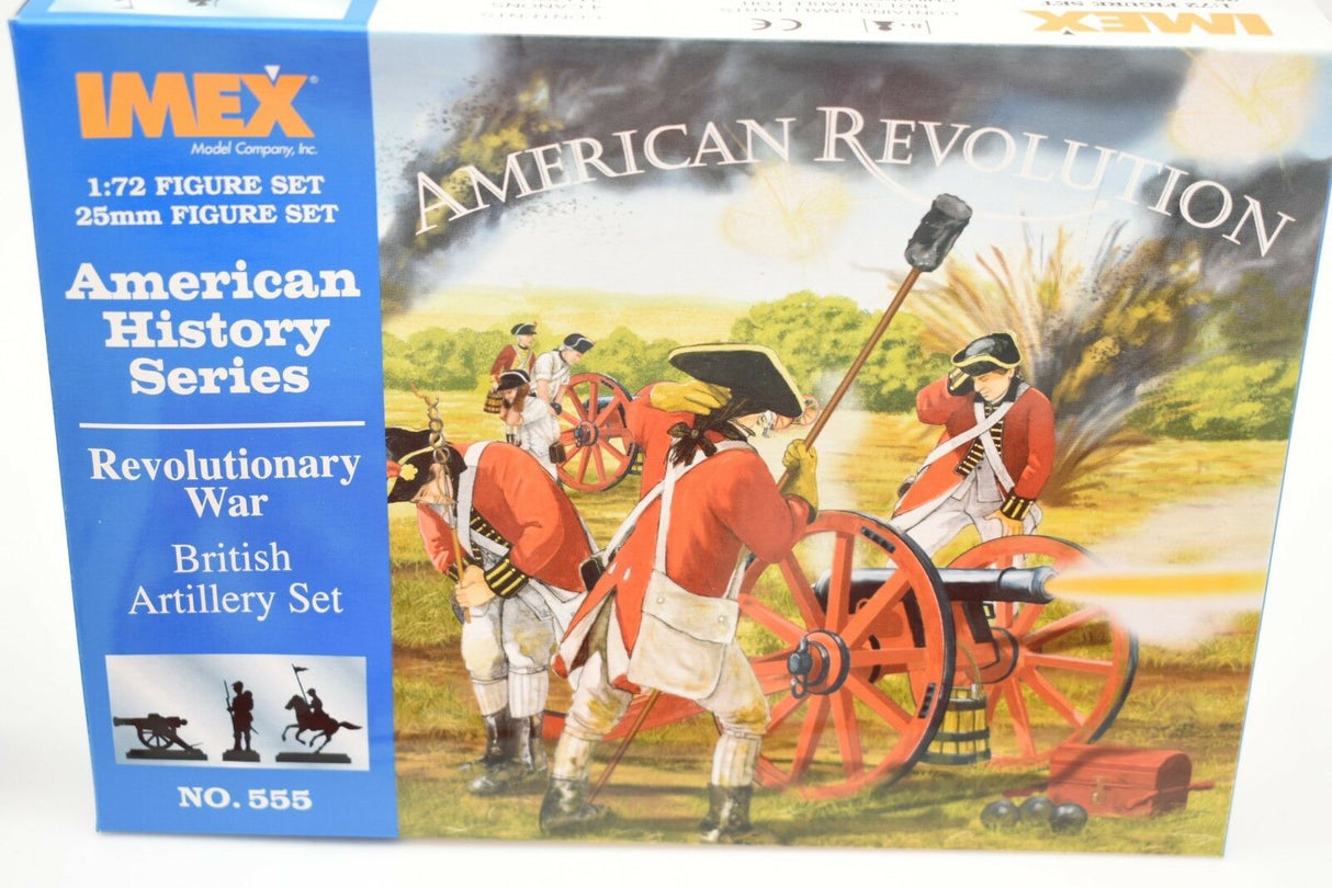 Miniature figures depicting a Revolutionary War battle scene with artillery for IMEX 554 - 555