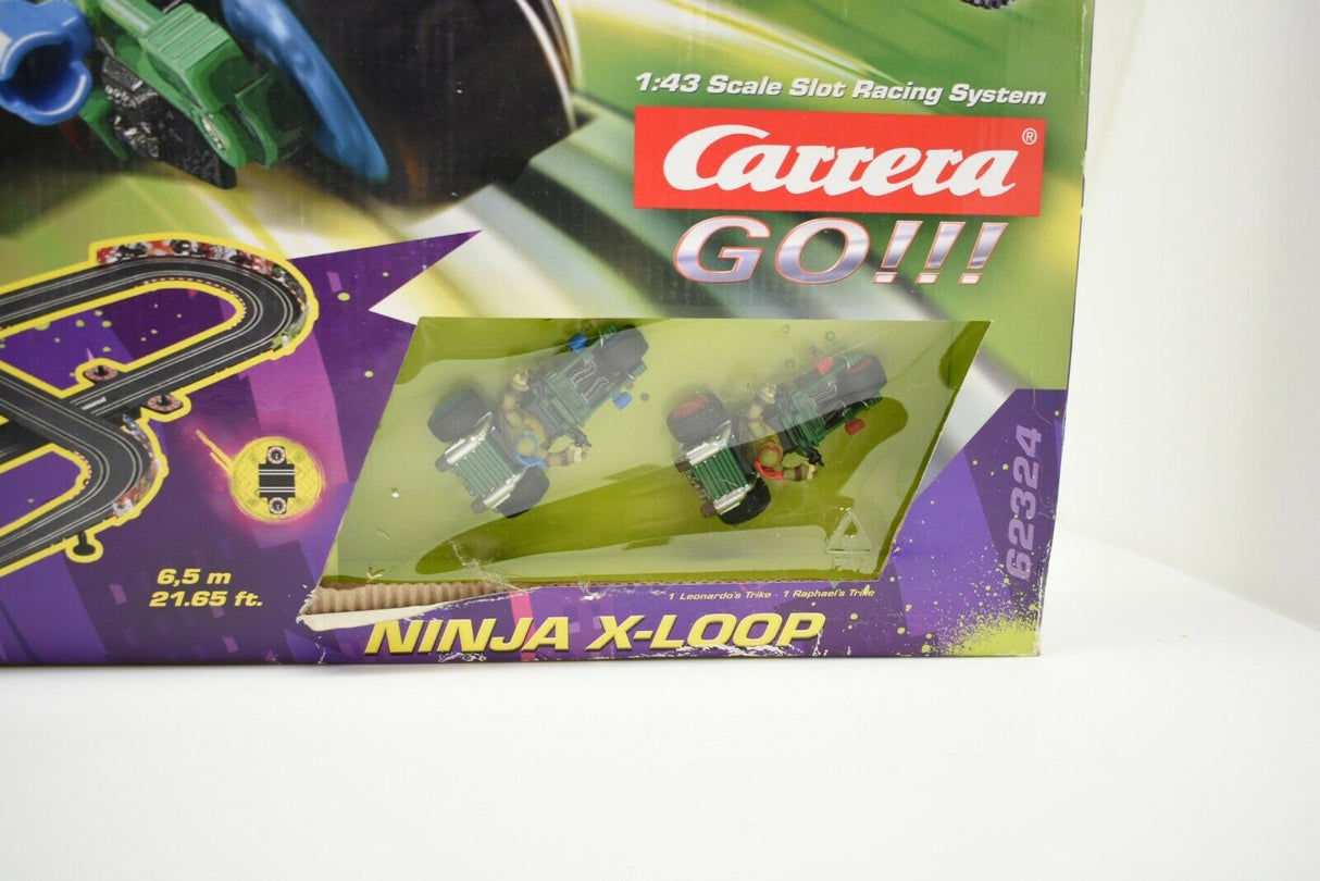 Slot car set featuring Ninja Turtles characters on a race track for Carrera Go 62324