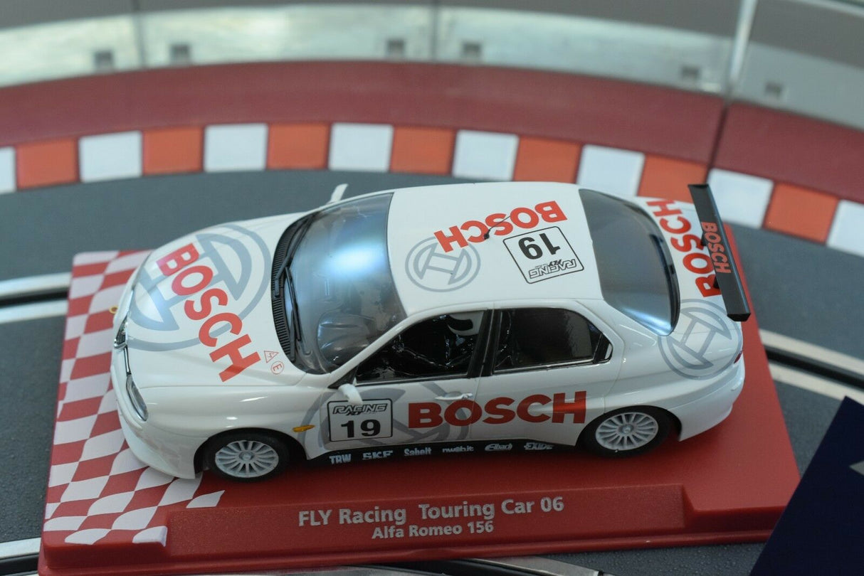 White slot car of a 2006 Alfa Romeo 156 racing car for Fly Car 88244