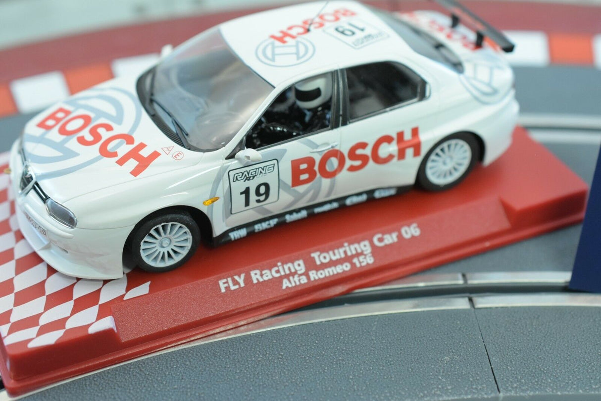 White slot car of an Alfa Romeo 156 touring car from 2006 for Fly Car 88244