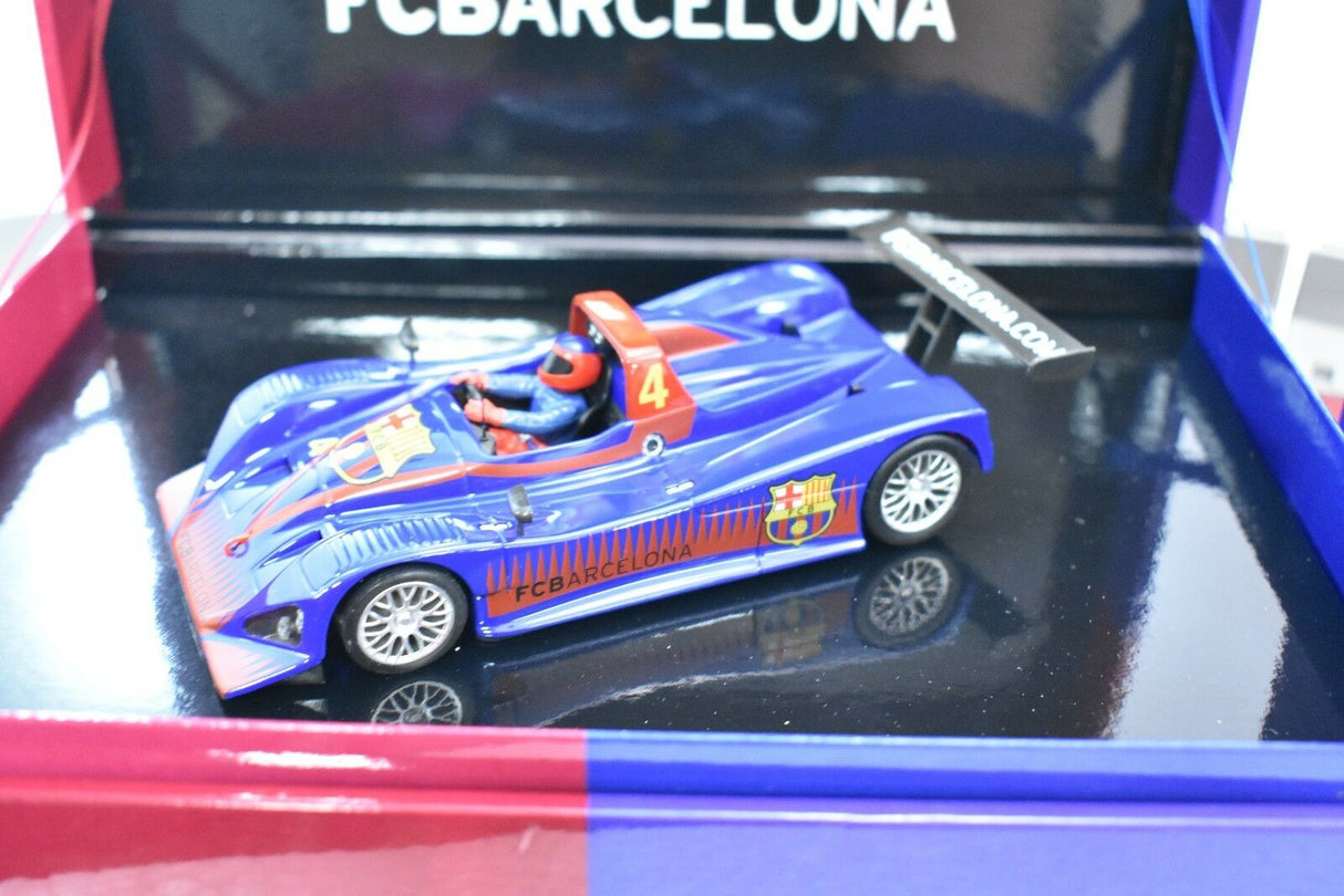 Blue and red race car model with driver, featuring FC Barcelona colors for Fly Car 96013