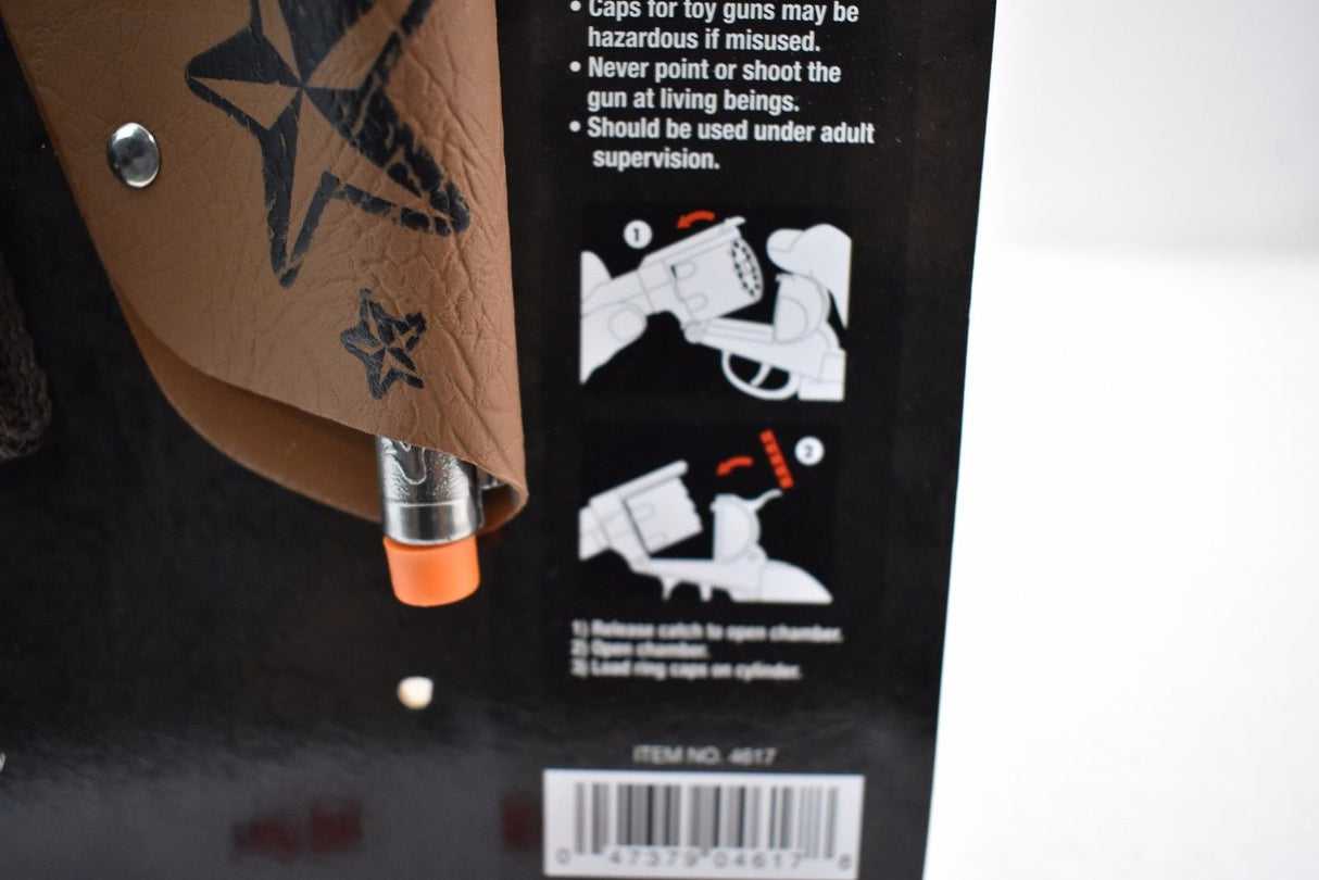 Brown leather holster with engraved star pattern for a toy revolver for Parris Toys 4617