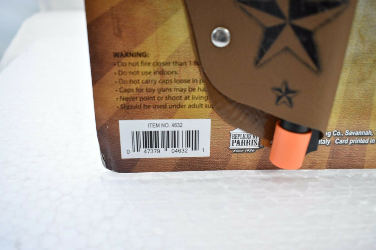 Holster set warning label with star graphic and item number for Parris Toys 4632C