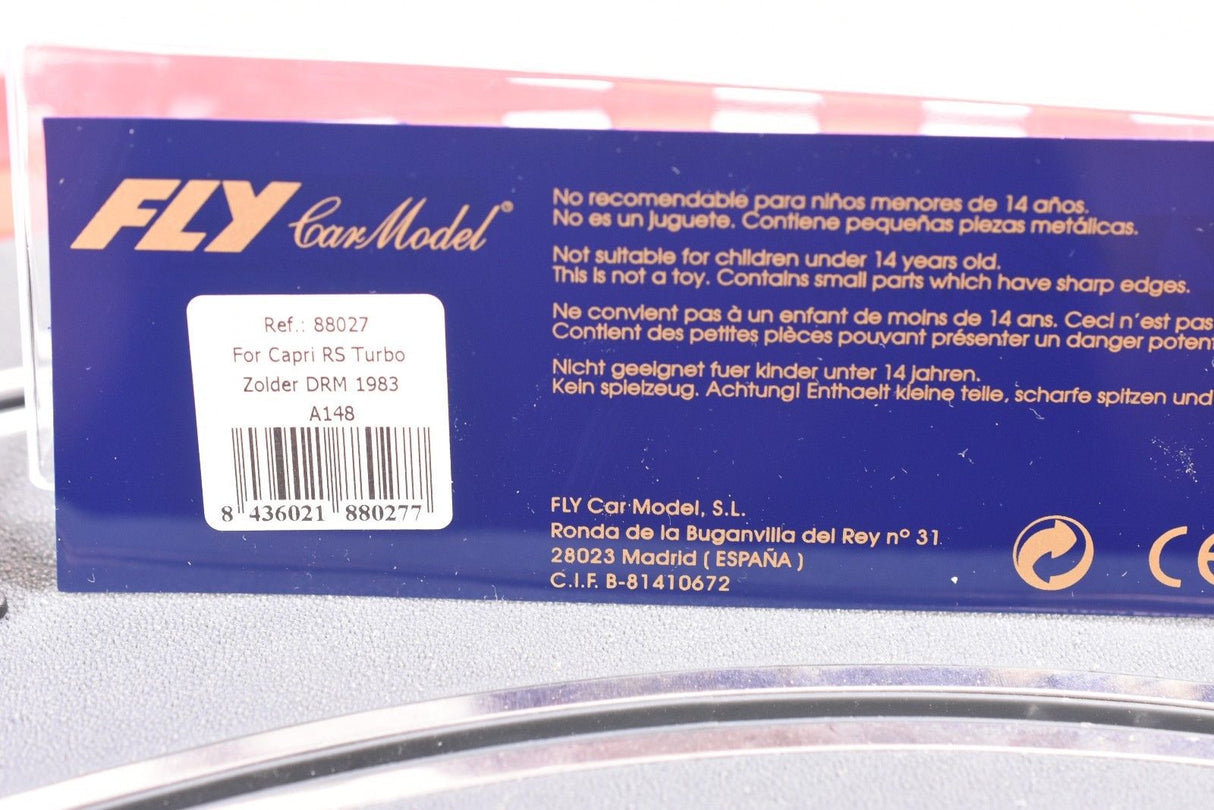 Model car packaging for Ford Capri RS Turbo, 1983 for Fly Car 88027