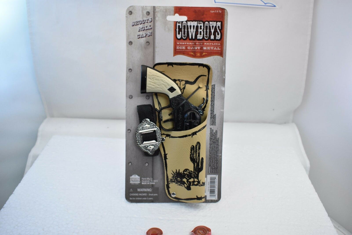 Black pistol holster set with "Cowboys" branding on packaging for Parris Toys 5504