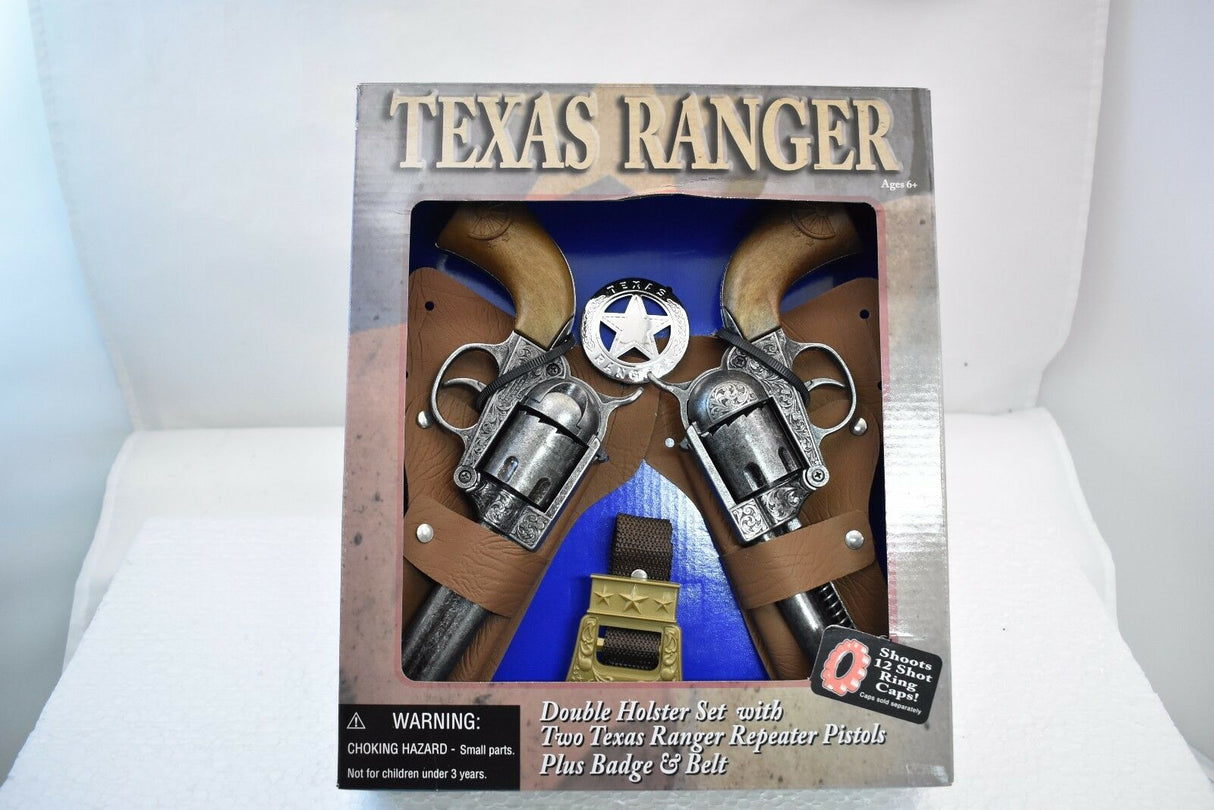 Toy holster set with two pistols, badge, and belt for play for Parris Toys 4618