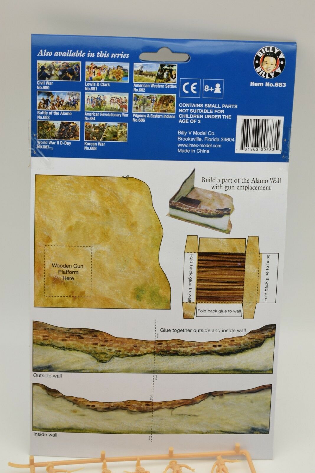 Instructions for assembling a diorama section depicting the Alamo wall structure for Billy V 683