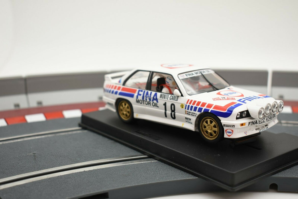 Miniature BMW M3 E30 rally car on a track section for Fly Car 88204