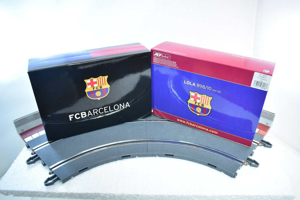 Model train set with FC Barcelona branding and packaging for Fly Car 96013