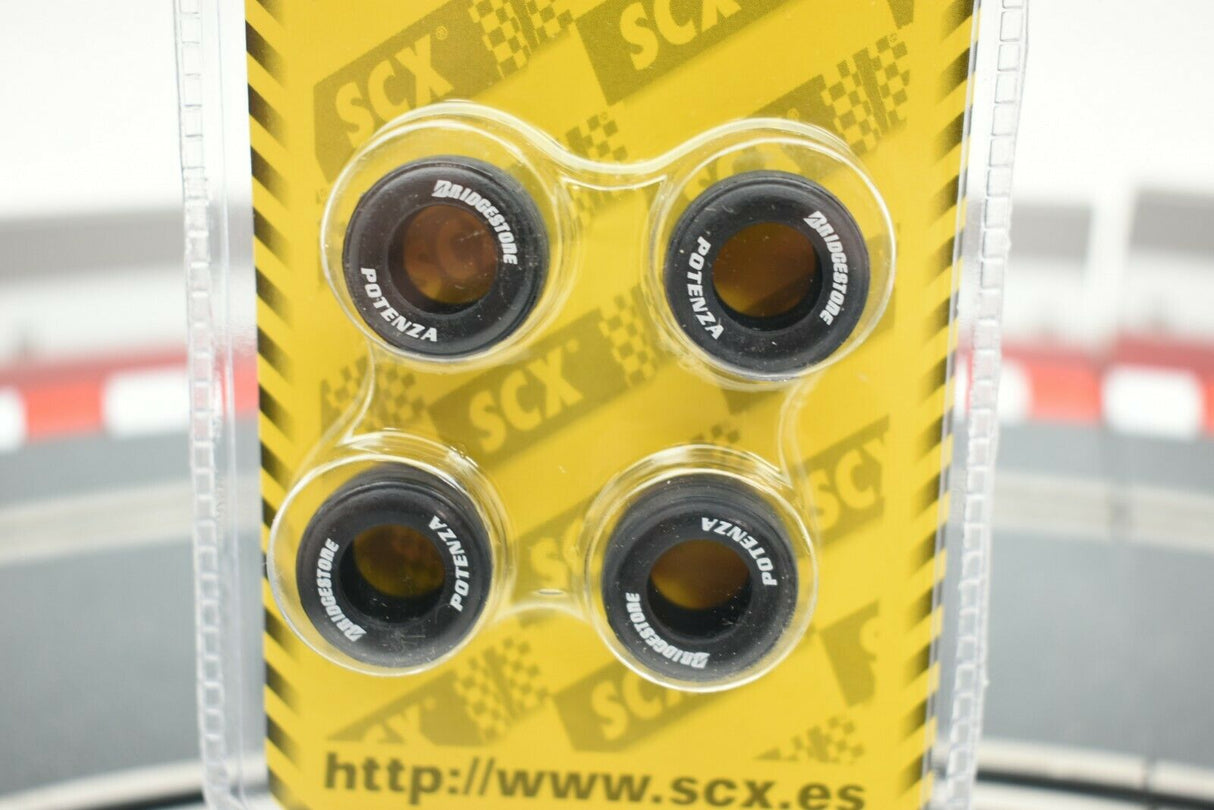 Set of six miniature racing tires for model cars for SCX 88130