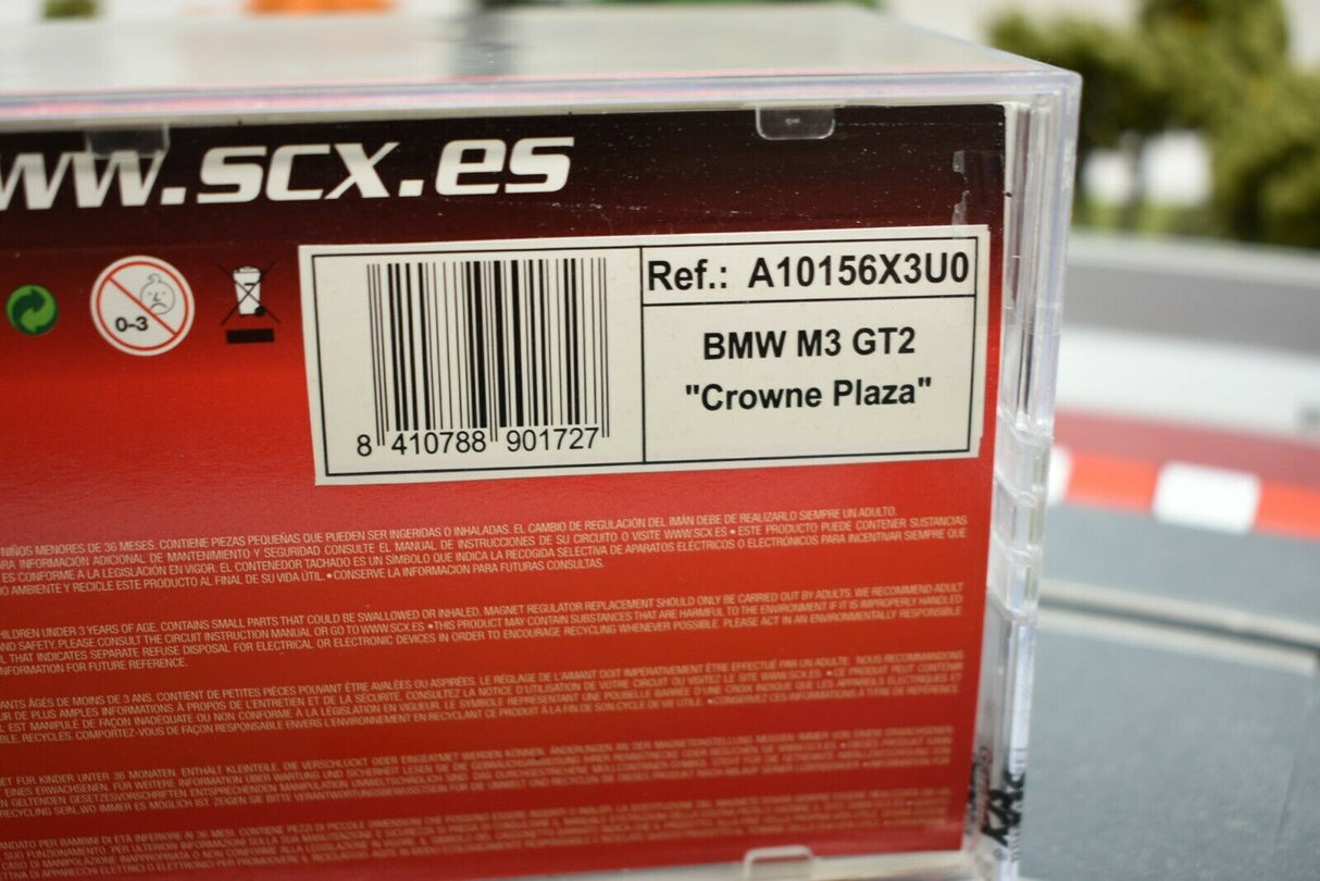 Product box for BMW M3 GT2 "Crowne Plaza" with model number for SCX A10156X3U0