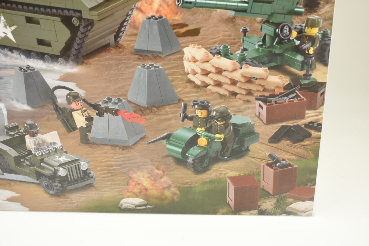 WWII/Korean War diorama set with tanks, vehicles, and soldiers in action for Oxford OXF33020