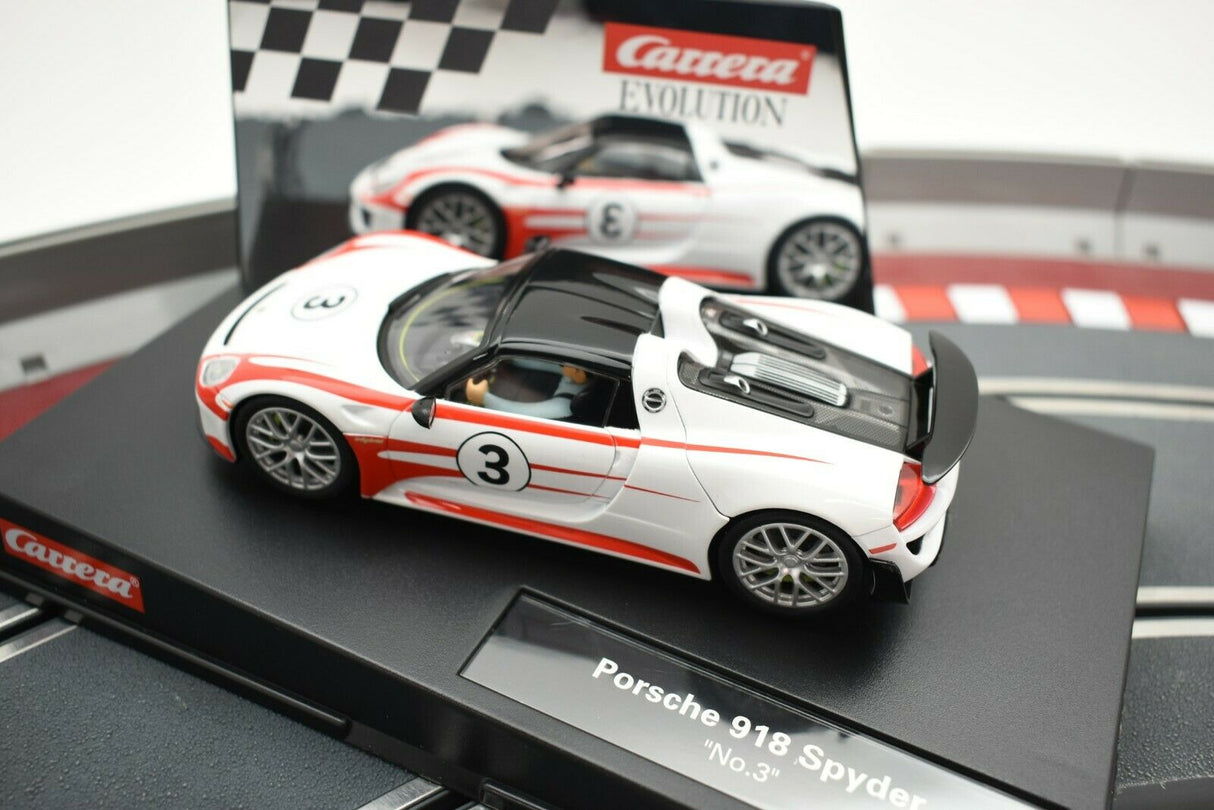 White slot car of a Porsche 918 Spyder race car for Carrera 48627477