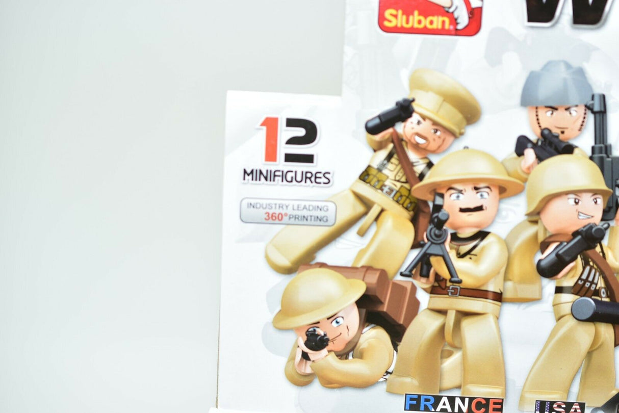 WWII minifigures set featuring soldiers from France and Italy for Sluban M38-B0580