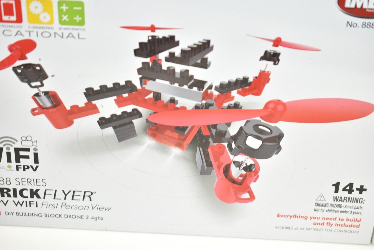 Assembled building block quadcopter kit with propellers and frame parts for IMEX 88805