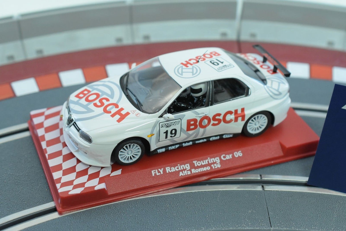 White model race car on a checkered red base for Fly Car 88244