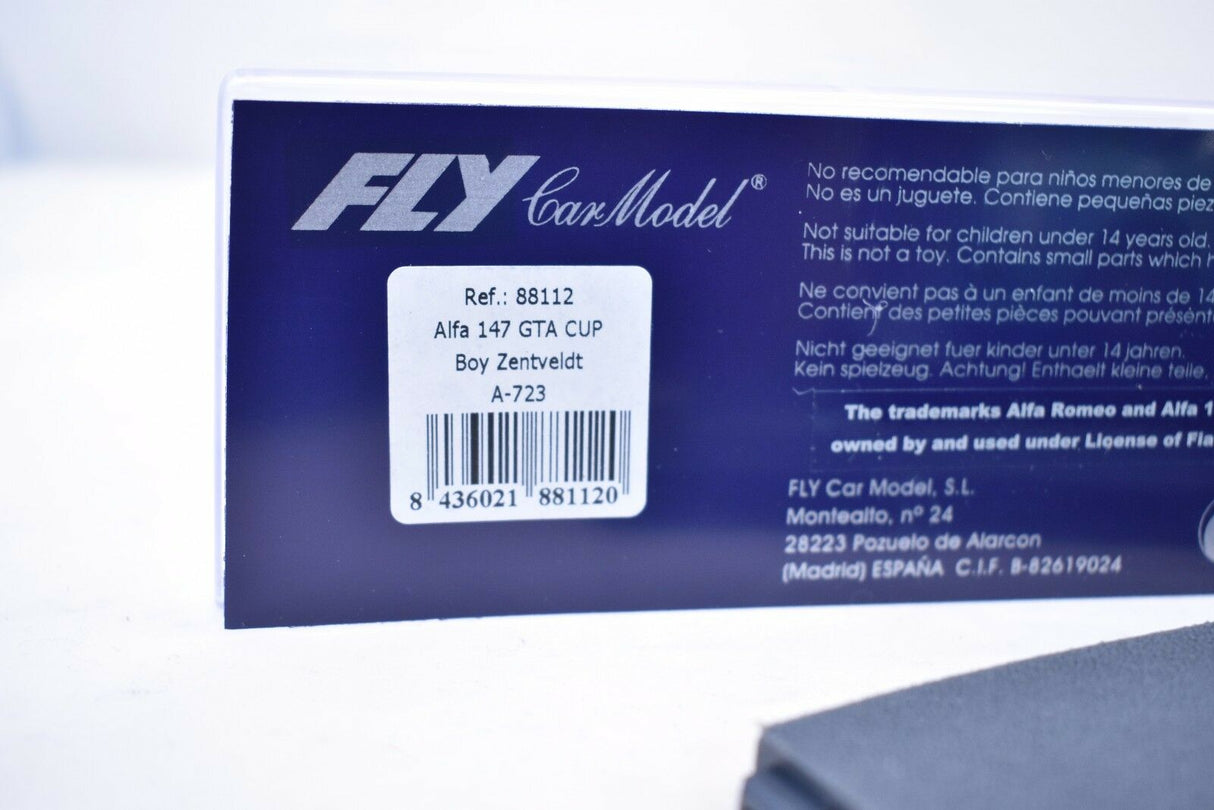 Product packaging for Alfa 147 GTA Cup model car by Boy-Zentveldt for Fly Car 88112