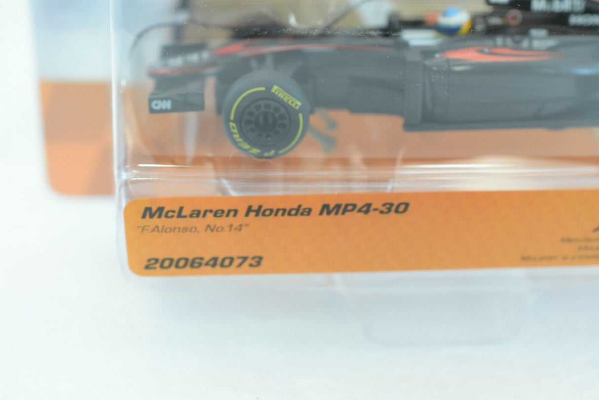 Model race car, McLaren Honda MP4-30, in clear plastic packaging for Carrera Go 20064073, package view, product view 6