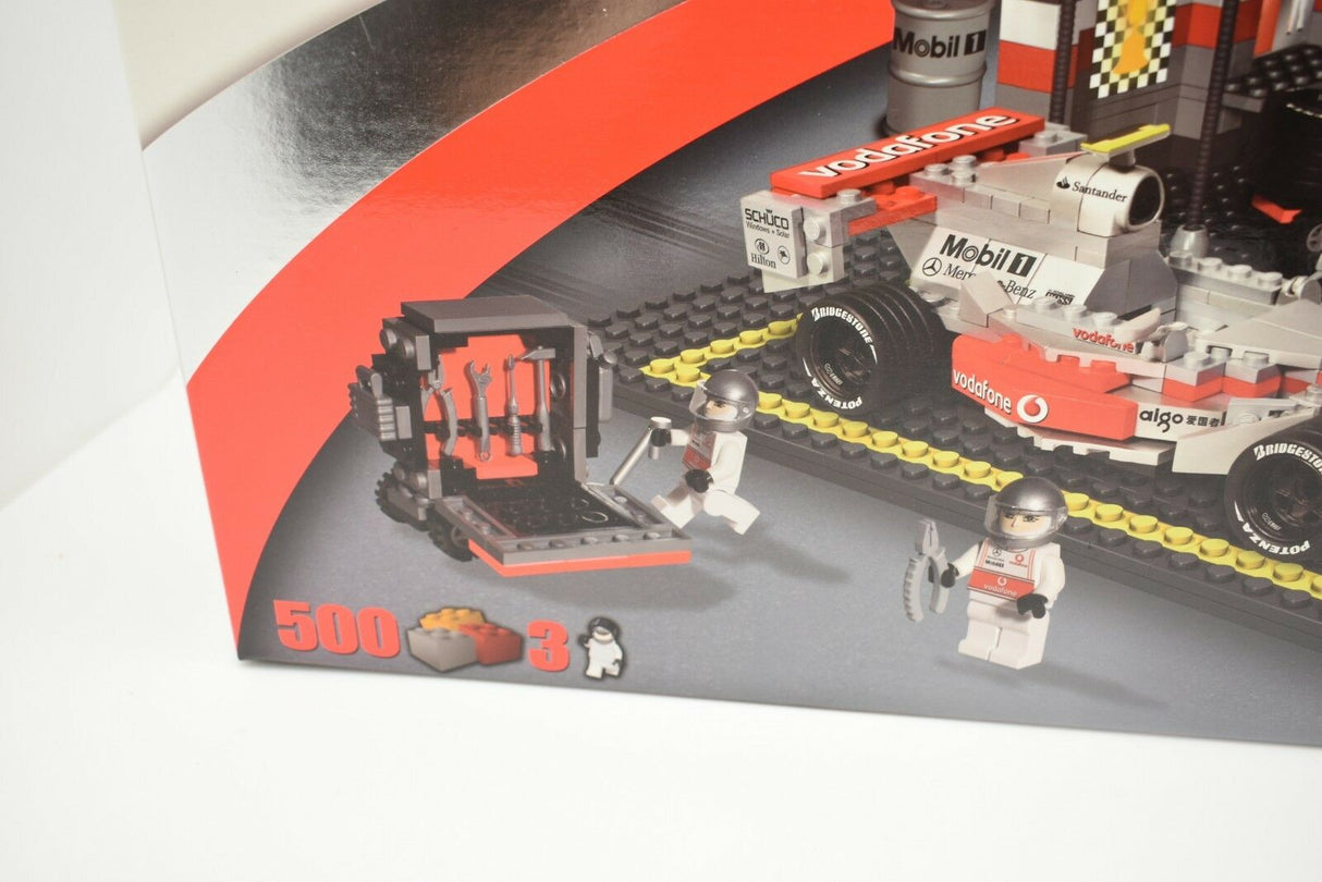Toy set box art showing race cars and minifigures on a track for COBI COBI22550