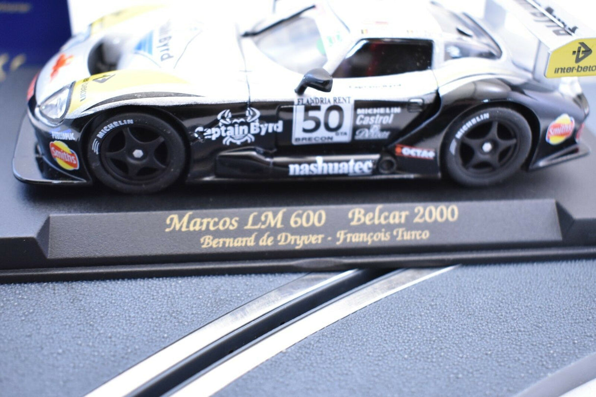 Model race car: Marcos LM 600 Belcar 2000, black and white for Fly Car 88004