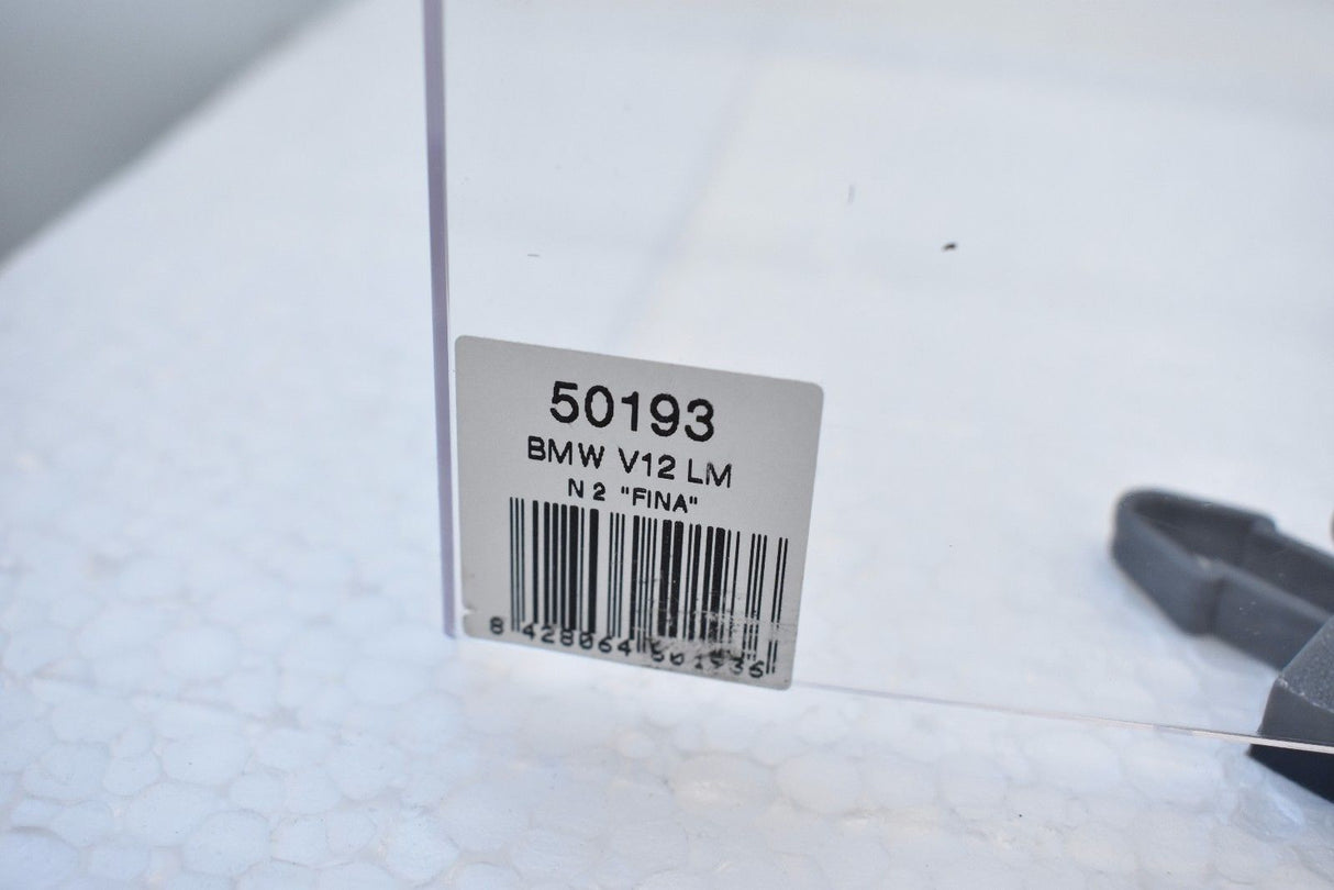 Product label: 50193 BMW V12 LM N2 "FINA" model number for Ninco