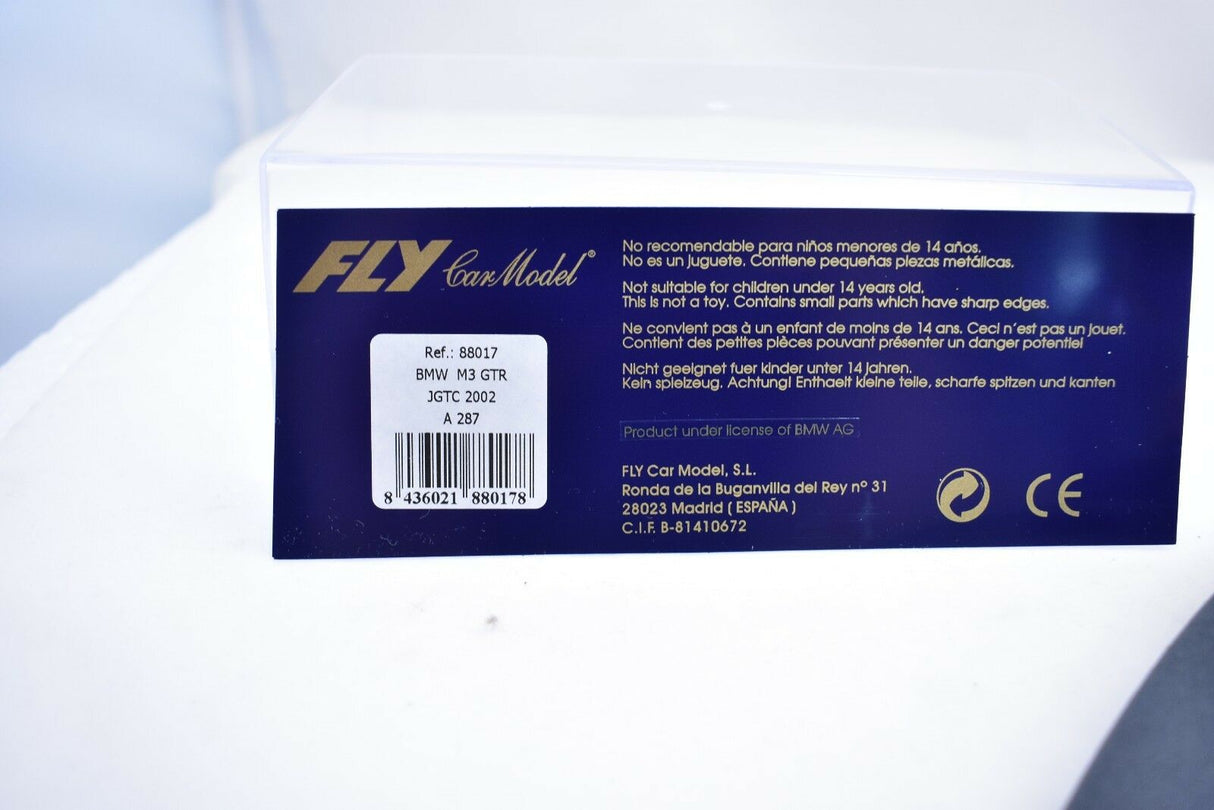 Product packaging for BMW M3 GTR slot car for Fly Car 88017