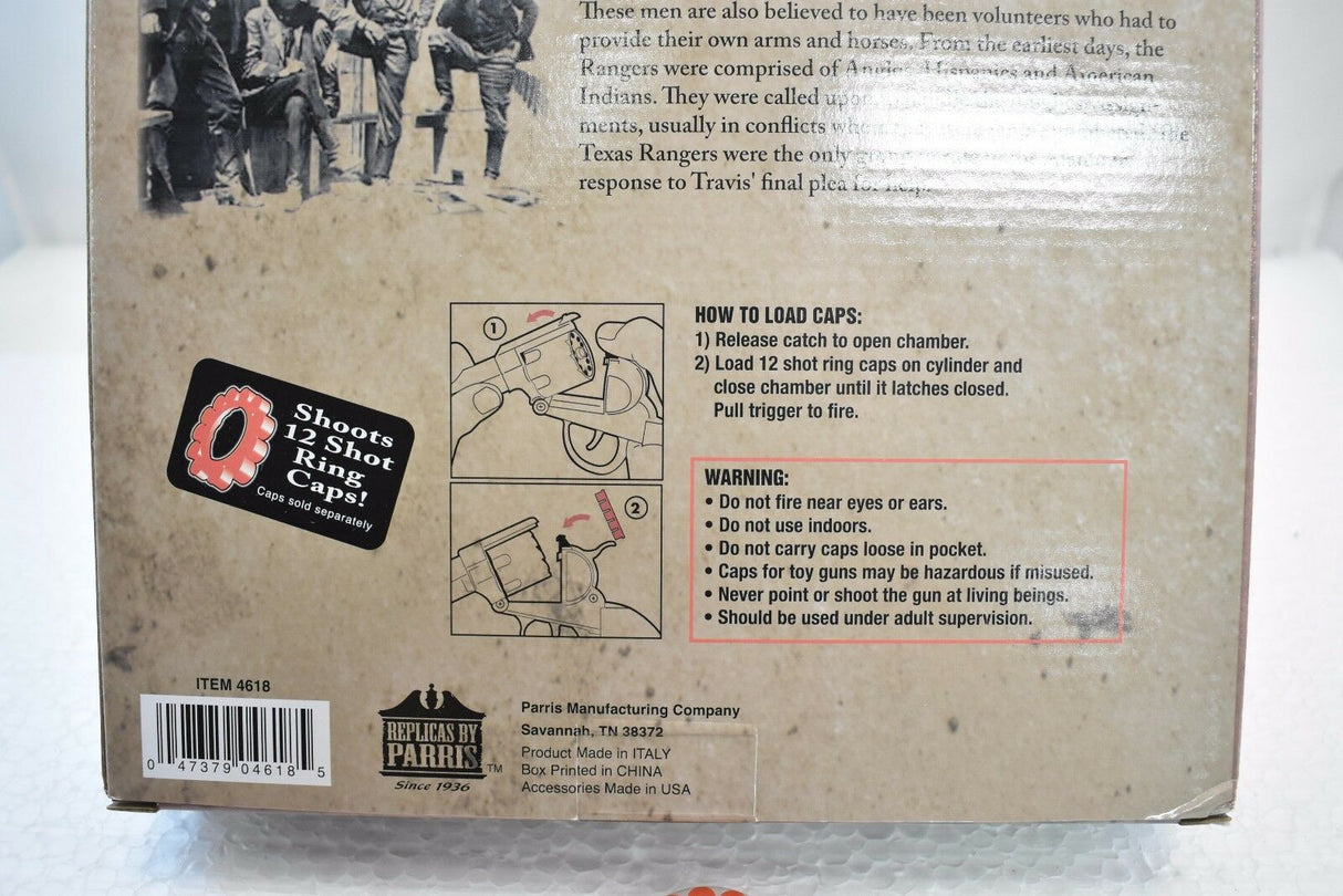 Toy holster set with instructions and safety warnings for toy guns for Parris Toys 4618