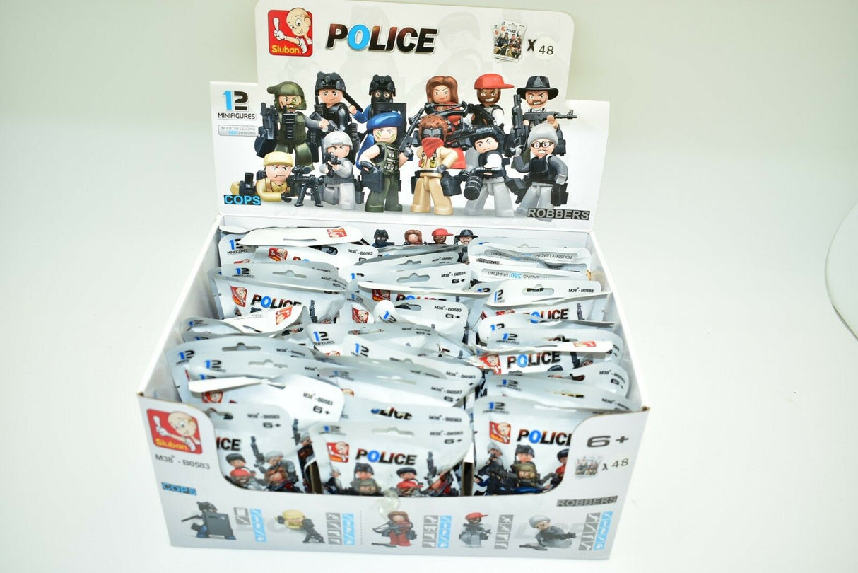 Police action figures set with cops and robbers, assorted single pieces for Sluban M38-B0583