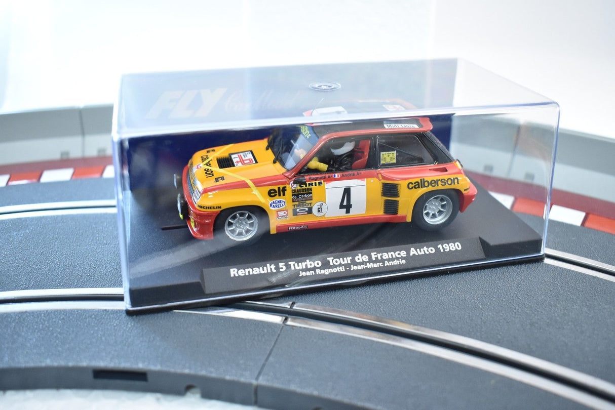 Slot car of a 1980 Renault 5 Turbo race car for Fly Car 88179, rear view