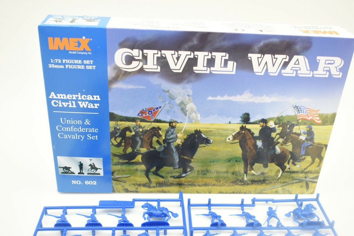 Civil War miniature set box art showing Union and Confederate cavalry action for IMEX 602, package view, product view 7